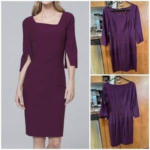 White House Black Market Purple Split Sleeve Body Perfecting Dress